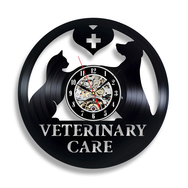 Veterinary Clinic Custom Vinyl Record Clock Gift Gullei.com