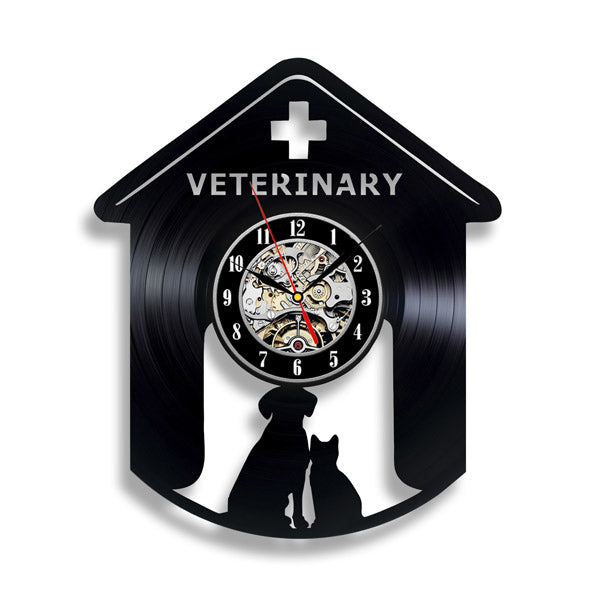 Custom Veterinary Clinic Vinyl Record Clock Gullei.com