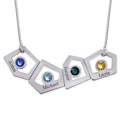 Birthstone Name Necklace Gift for Mom Gullei.com