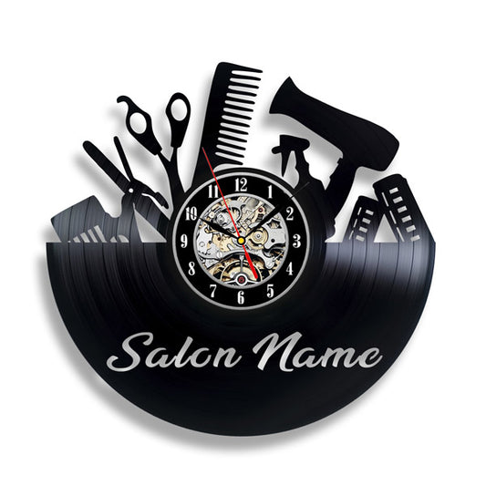 Custom Gift for Salon Vinyl Record Clock Gullei.com