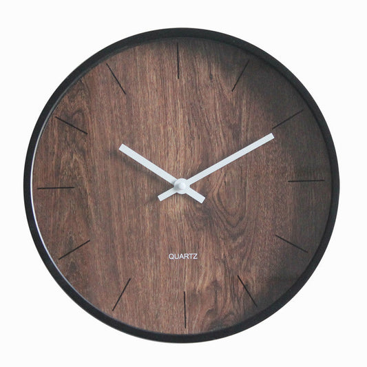Wood Textured Silent Wall Deco Clock for Bedroom 30cm
