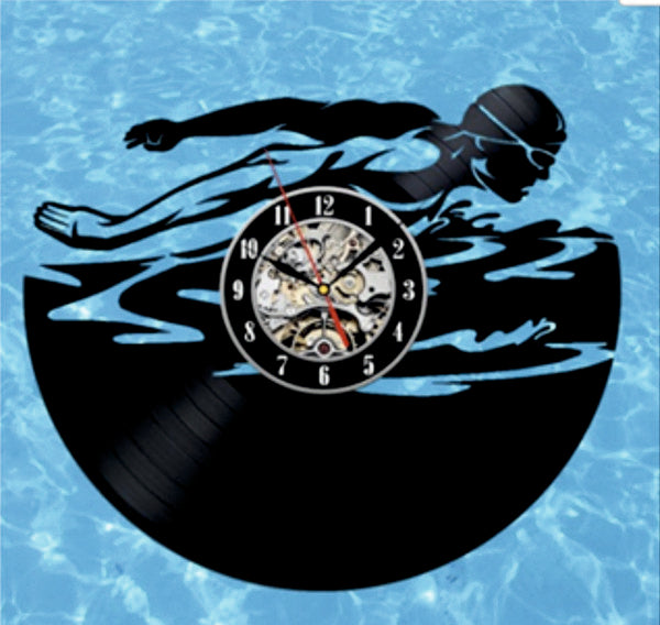 Personalized Gift for Swim Coach Vinyl Record Clock Gullei.com