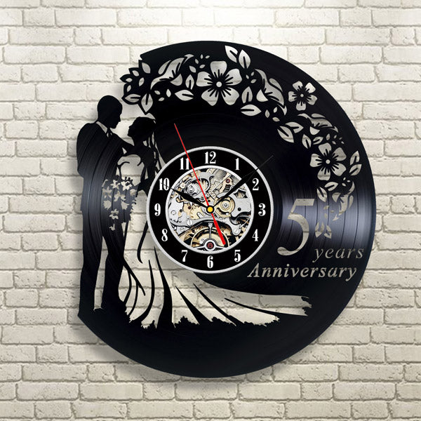 5th Anniversary Gift Vinyl Record Custom Clock Gullei.com