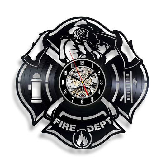 Gift for Fire Fighter Vinyl Record Clock Gullei.com