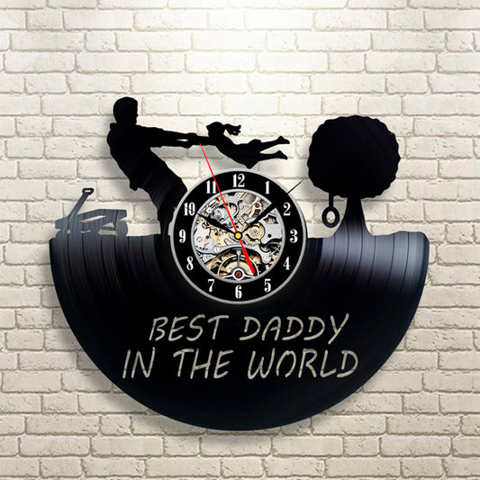 Gift for Father Vinyl Record Wall Clock Best Dad Gullei.com