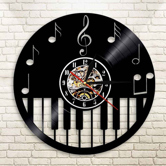 Novelty Gift for Pianist Vinyl Record Wall Clock Gullei.com