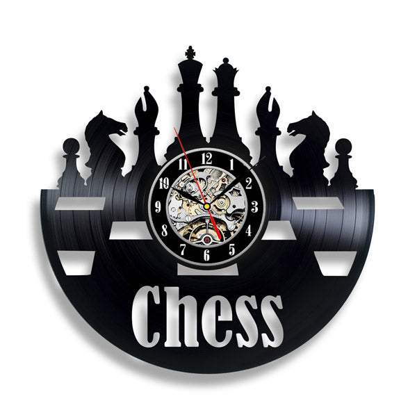 Gift for Chess Player Vinyl Record Custom Clock Gullei.com