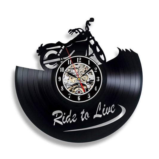 Gift for Motorcyclist Vinyl Record Clock Gullei.com