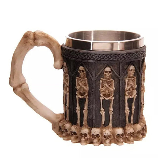 Realistic Gothic Skeleton Steel Mug Halloween Gift Gullei.com
