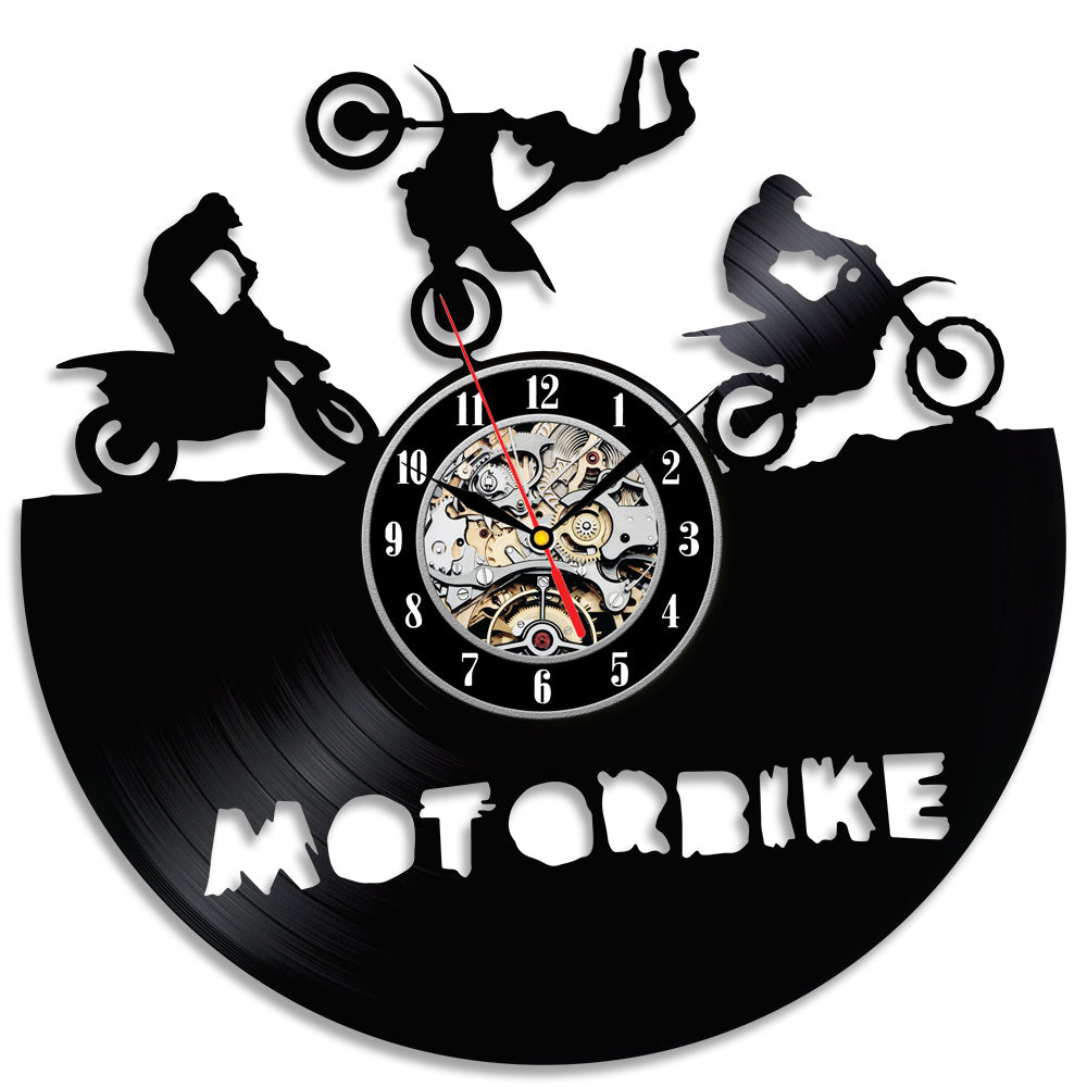 Decorative Vinyl Record Wall Clock Gift for Motorcyclists Ride Fans Gullei.com