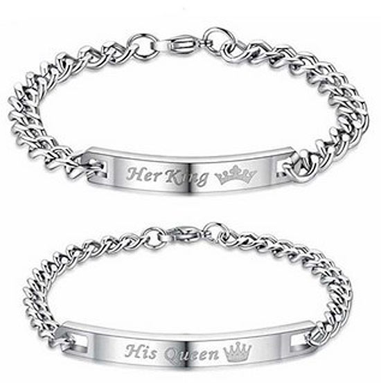 Her King His Queen Couple Bracelets Set for 2 Gullei.com