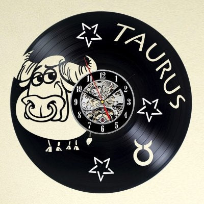 Taurus Horoscope Vintage Style Decorative Vinyl Wall Clock Gullei.com