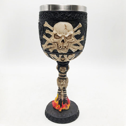 Skull Skeleton Bones Ceramic Steel Goblet Cup Gullei.com