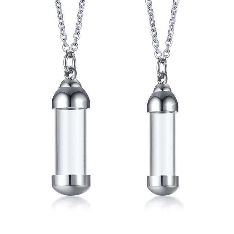 Glass Pendant Perfume Bottle Couple Necklaces Gullei.com
