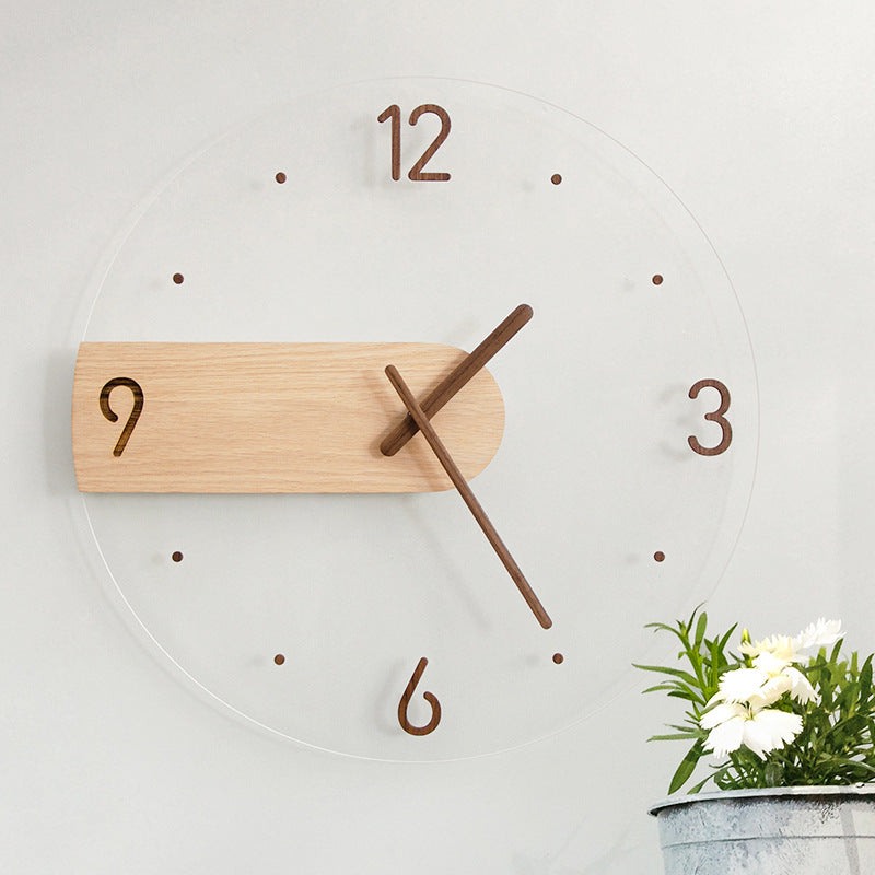 Real Wood Acrylic Modern Silent Wall Clock