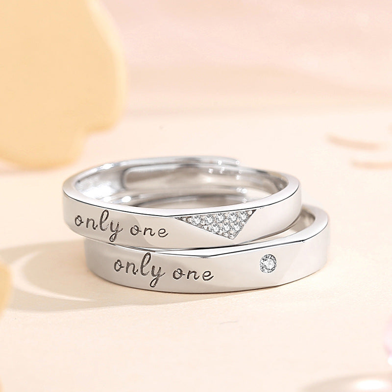 Only One Engraved Promise Rings Set for Couples Gullei.com