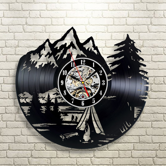 Great Vinyl Wall Clock Gift for Hiking Camping Lovers Gullei.com