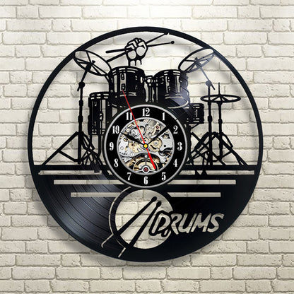 Best Gift for Drummer Band Vinyl Wall Clock Gullei.com