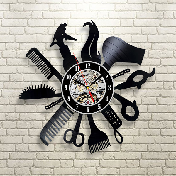 Decorative Black Vinyl Wall Clock for barber Shop Gullei.com