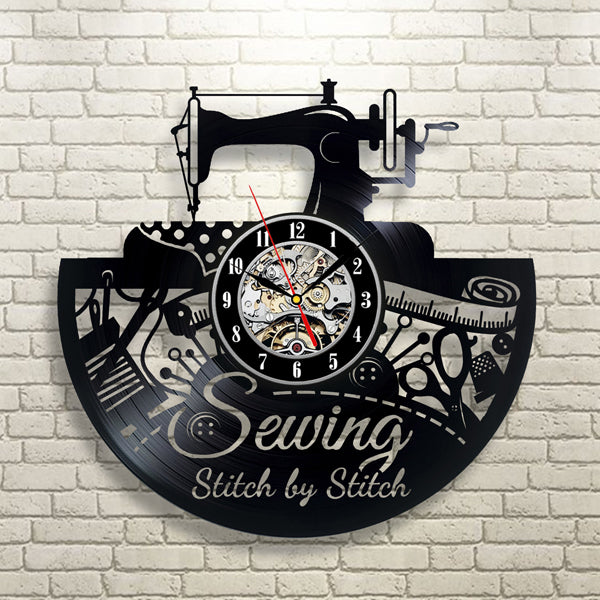 Sewing Theme Vinyl Record Wall Clock Gift for Taylor Gullei.com