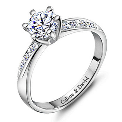 Custom Engraved 0.6Ct Diamond Promise Ring for Her Gullei.com