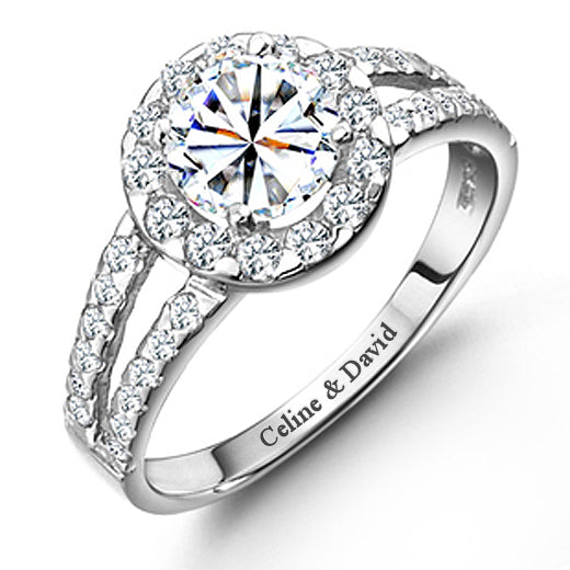 Custom Halo Synthetic Diamond Wedding Ring Gullei.com