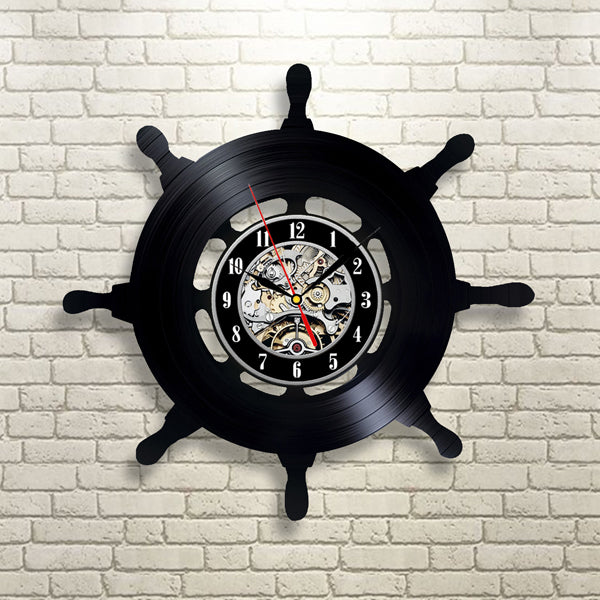 Ship Wheel Theme Decorative Vinyl Record Wall Clock Gullei.com