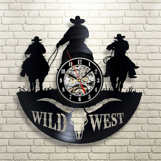 Wild West Horse Riders Theme Vinyl Wall Clock Gullei.com