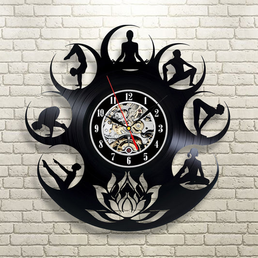 Creative Yoga Theme Vintage Vinyl Record Wall Clock Gift Gullei.com