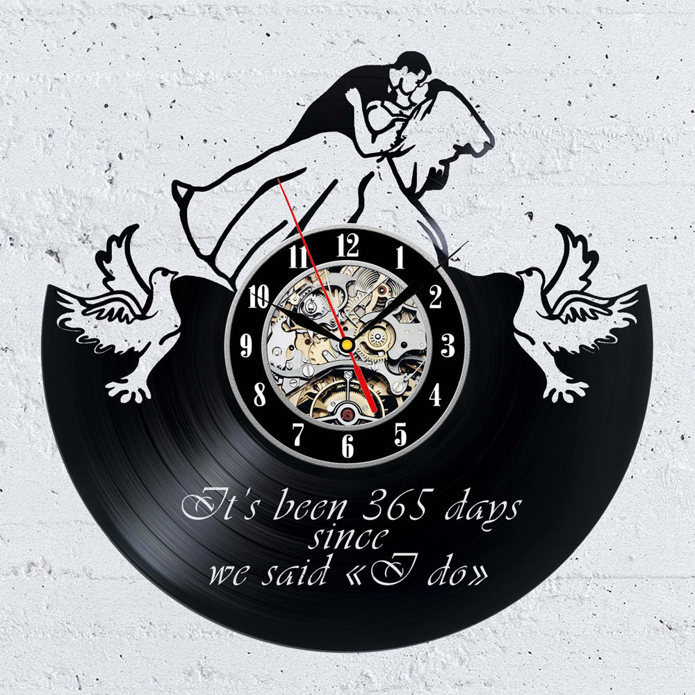 Vinyl Record Wall Clock 1st Anniversary Gift for Married Couples Gullei.com