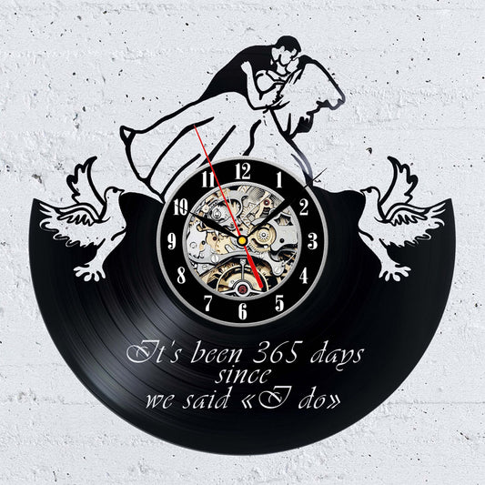 Vinyl Record Wall Clock 1st Anniversary Gift for Married Couples Gullei.com